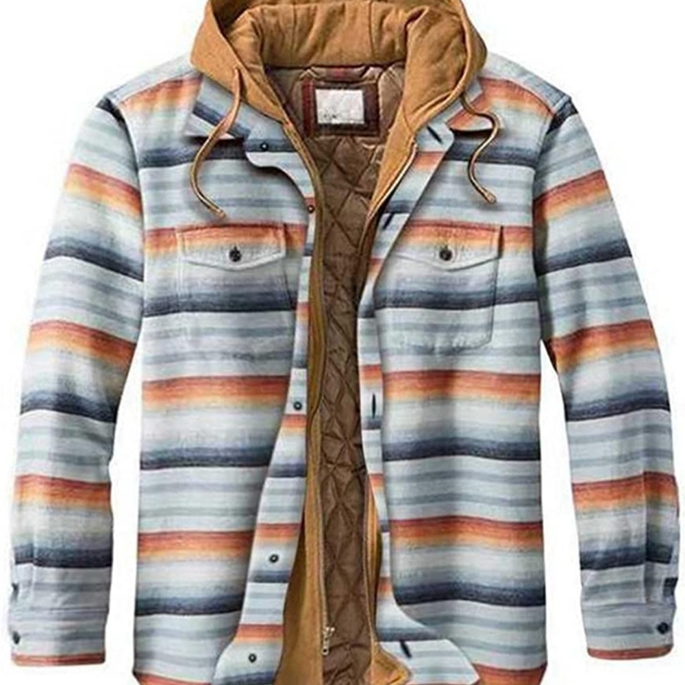 NWOT Mens Quilted Lined Button Down Plaid Flannel Shirt Jacket with Hood
